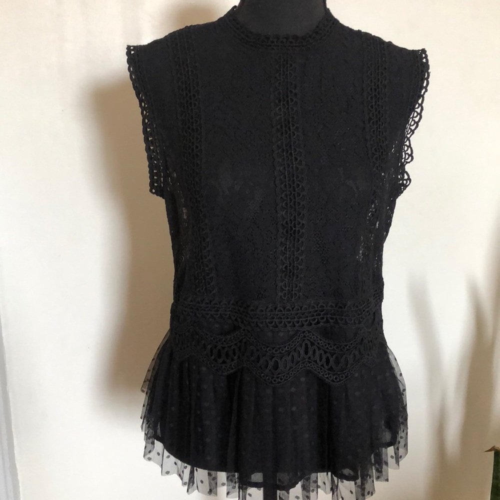 ZARA lace overlay blouse